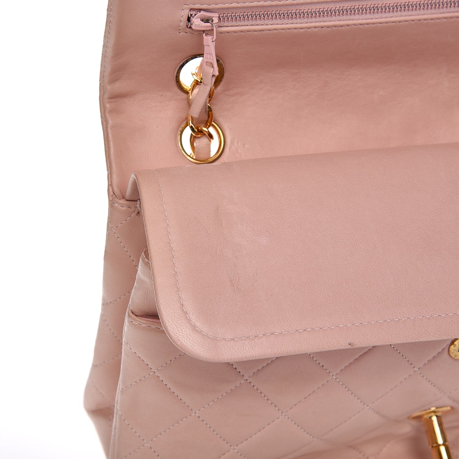 Chanel Lambskin Quilted Medium Double Flap Light Pink 13 of 17