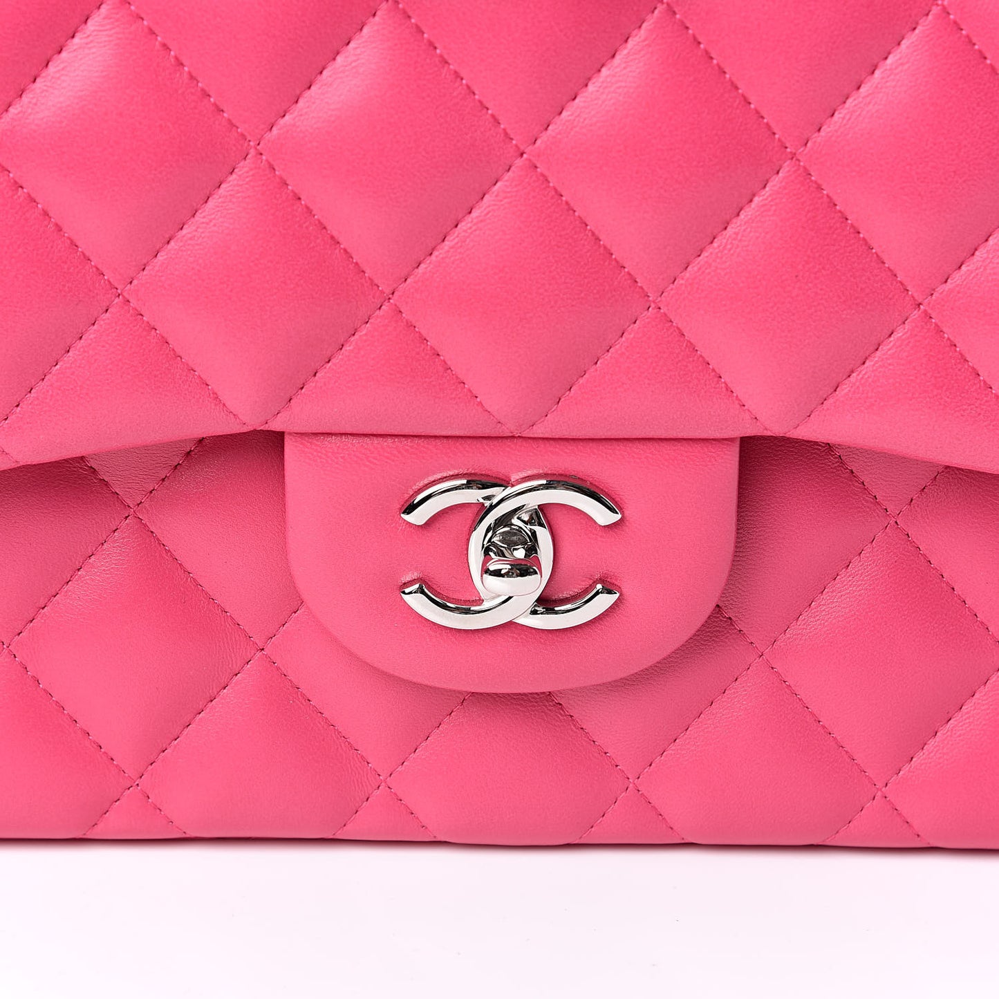 Lambskin Quilted Jumbo Double Flap Dark Pink