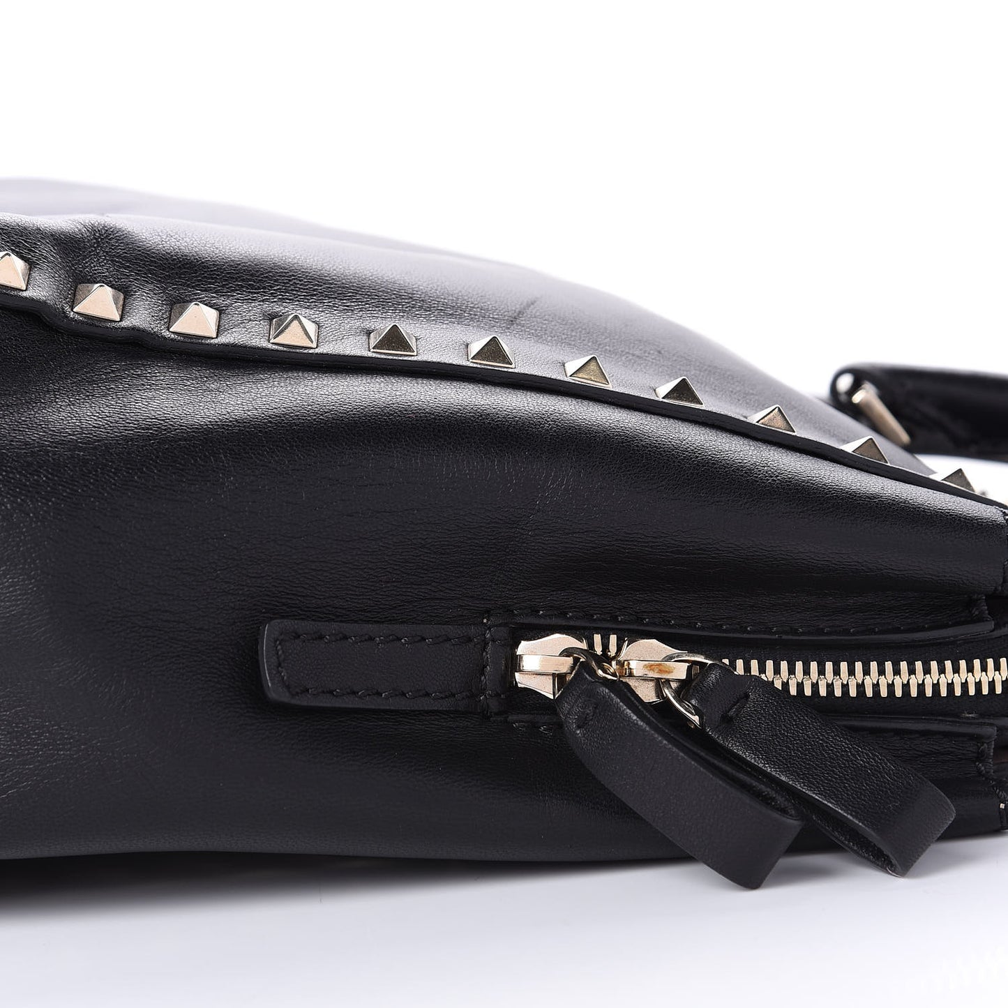 Vitello Small Rockstud Top Handle Tote Black