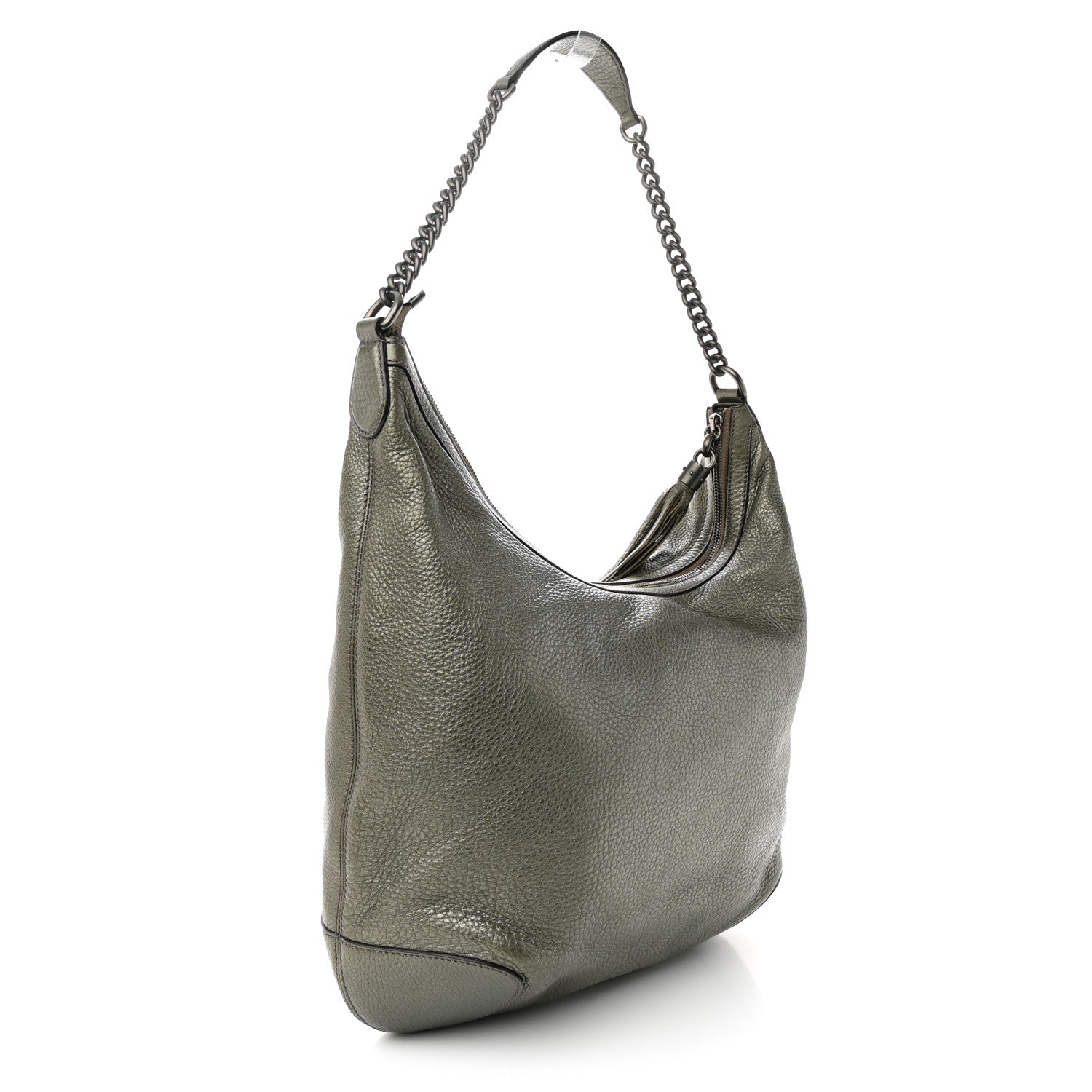 Gucci Metallic Pebbled Calfskin Medium Soho Chain Hobo Sasso 3 of 10