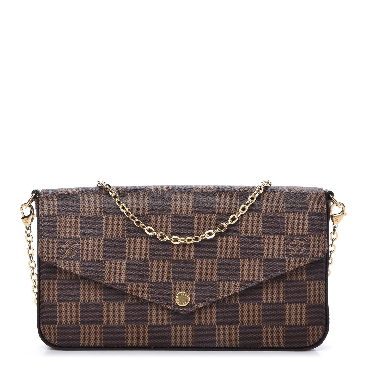 Louis Vuitton Damier Ebene Pochette Felicie Chain Wallet 1 of 11