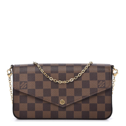 Louis Vuitton Damier Ebene Pochette Felicie Chain Wallet 1 of 11