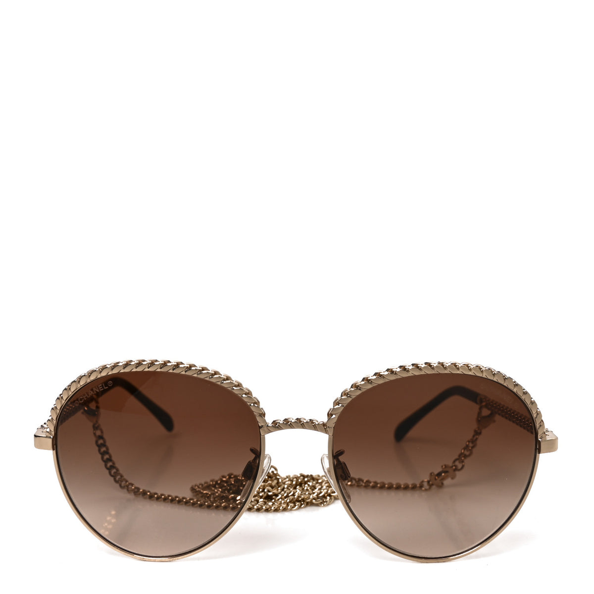 Metal Chain Round Pantos Sunglasses 4242 Brown