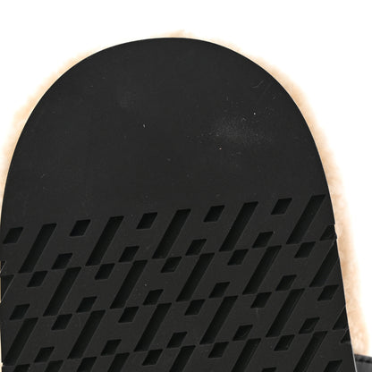 Hermes Calfskin Woolskin Womens Chypre Sandals 36.5 Black Ecru 10 of 13