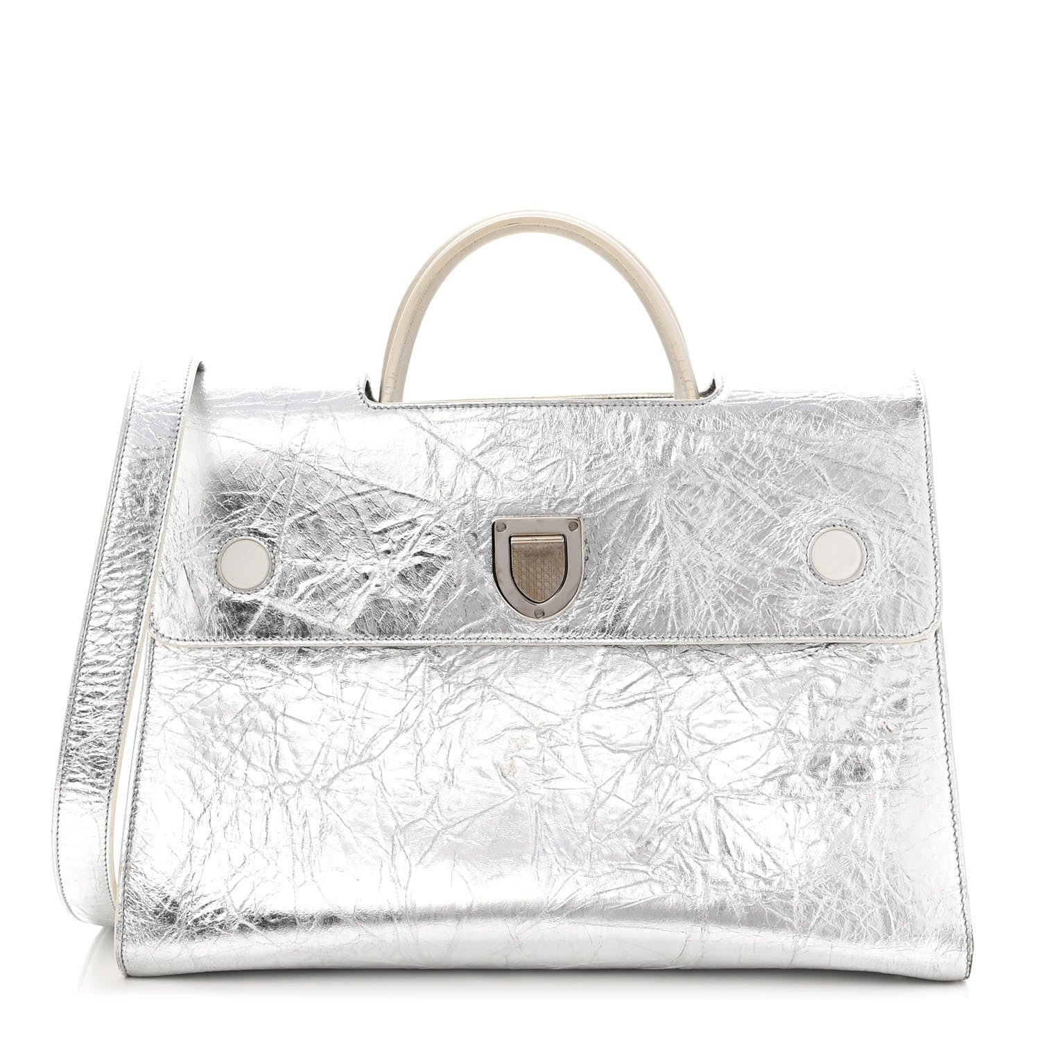 Christian Dior Metallic Calfskin Large Diorever Flap Silver 1 of 13