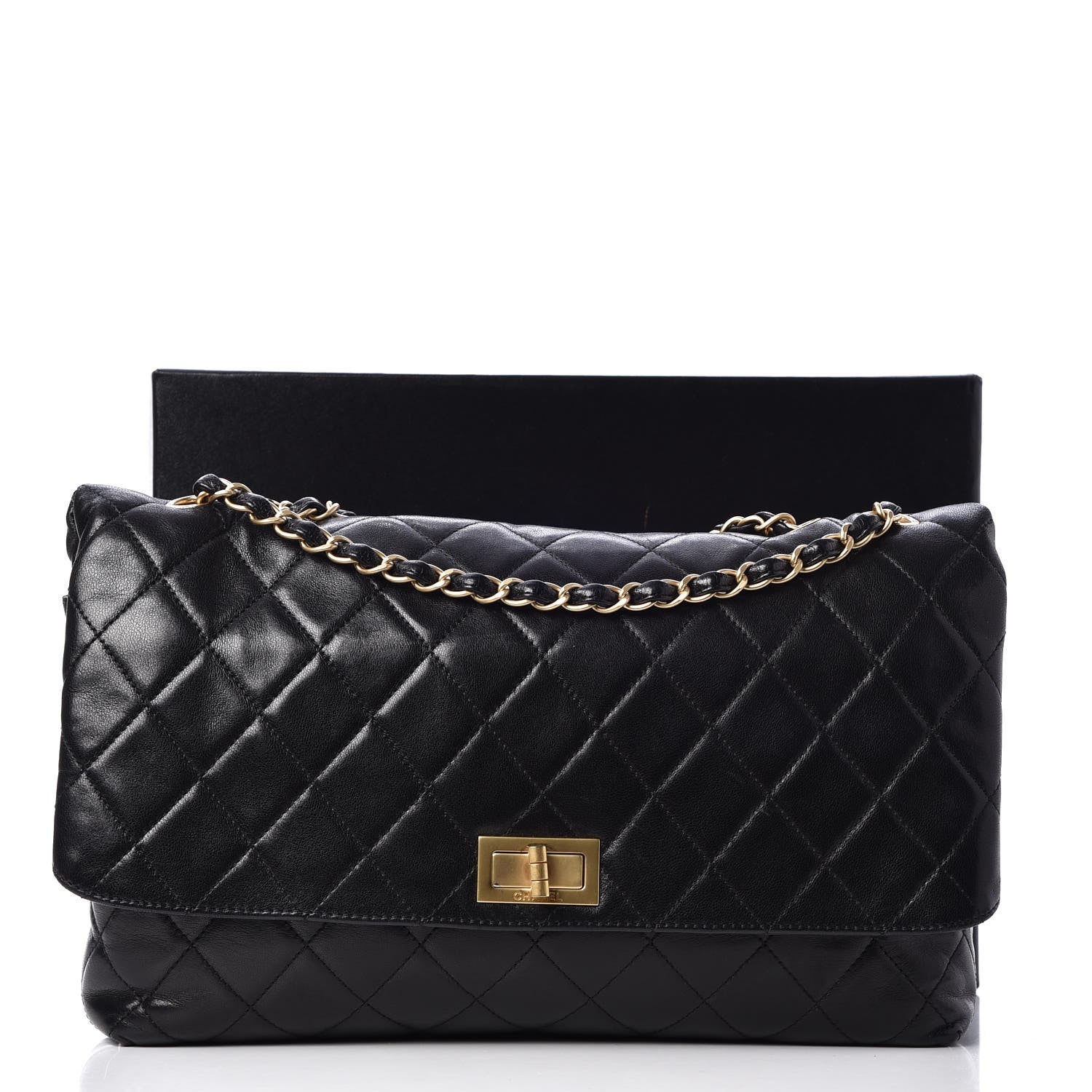 Chanel Lambskin Quilted Jumbo Mademoiselle Flap Black 8 of 8