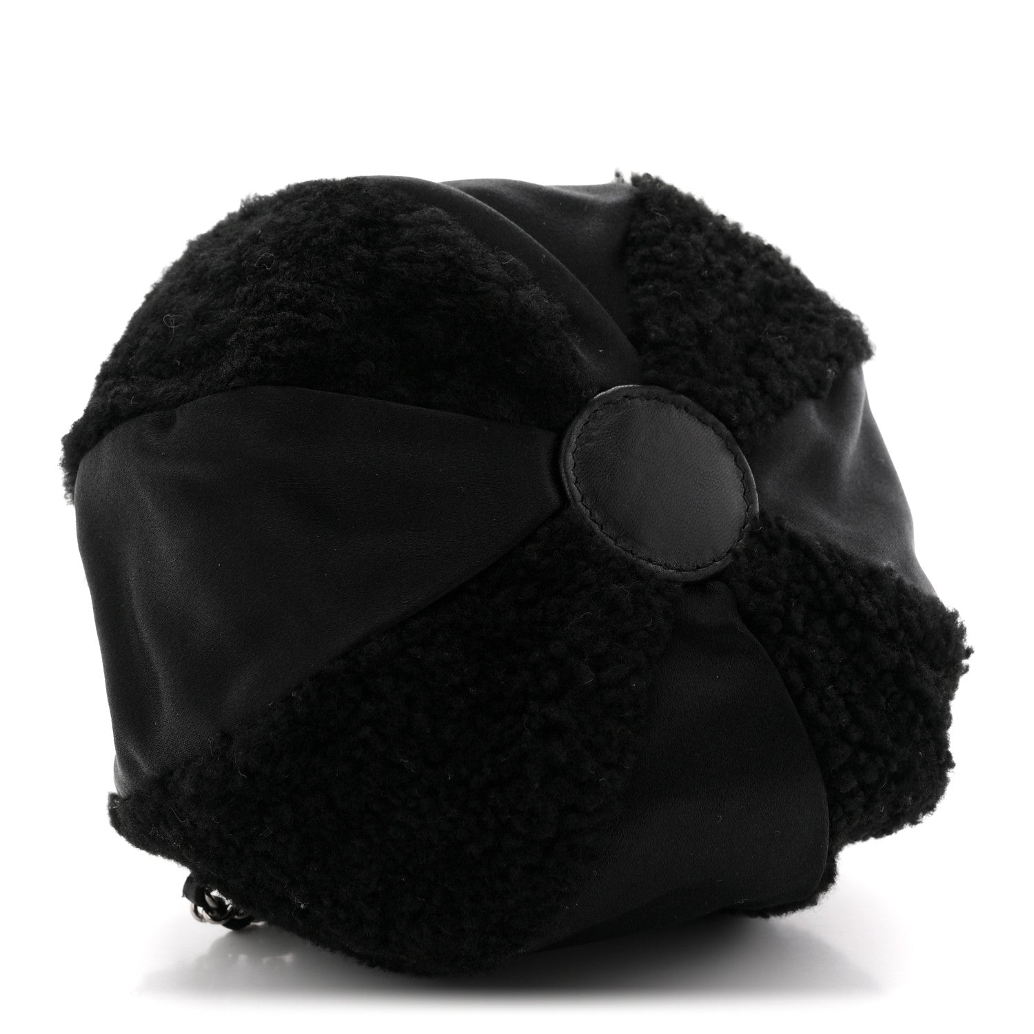 Chanel Fur Satin Drawstring Tassel Sac Cordon Shoulder Bag Black 4 of 8