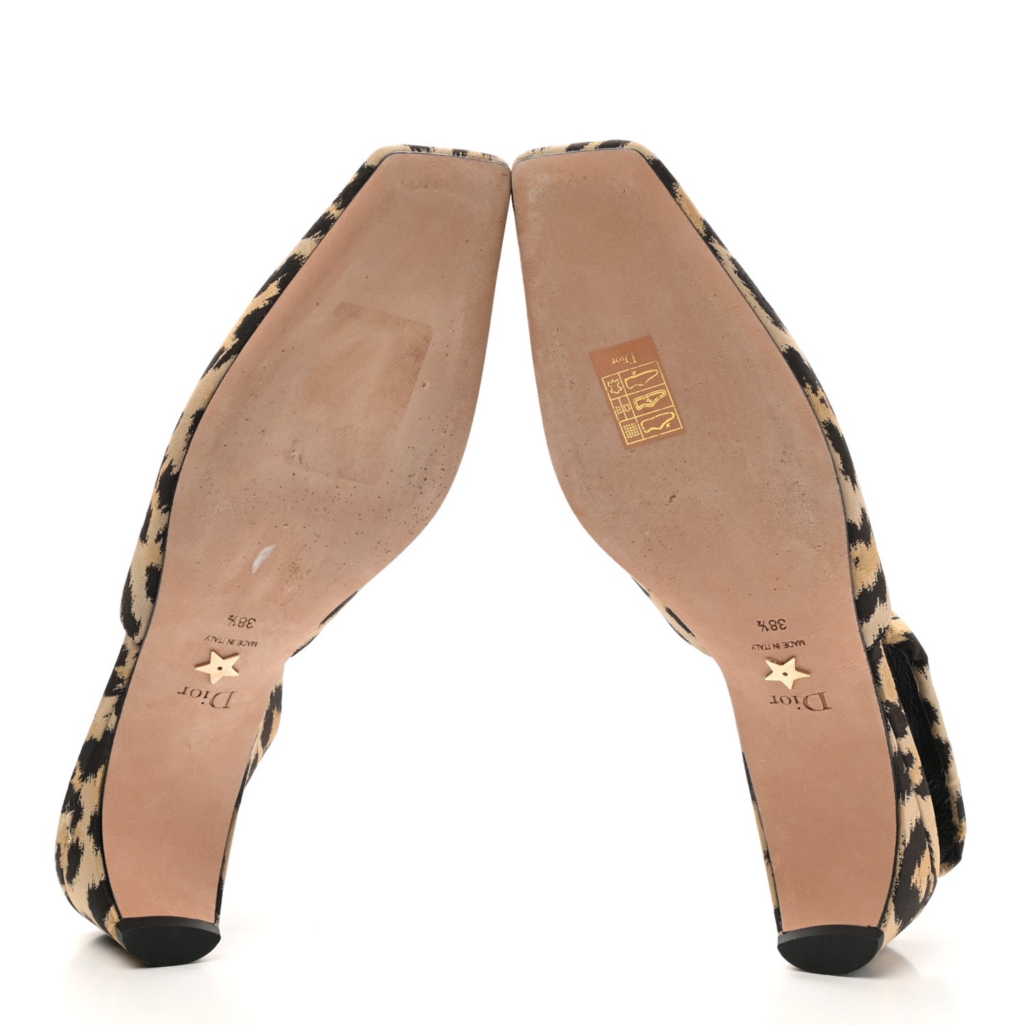 Nylon Leopard Print Mizza Slingback Pumps 38.5 Beige Multicolor