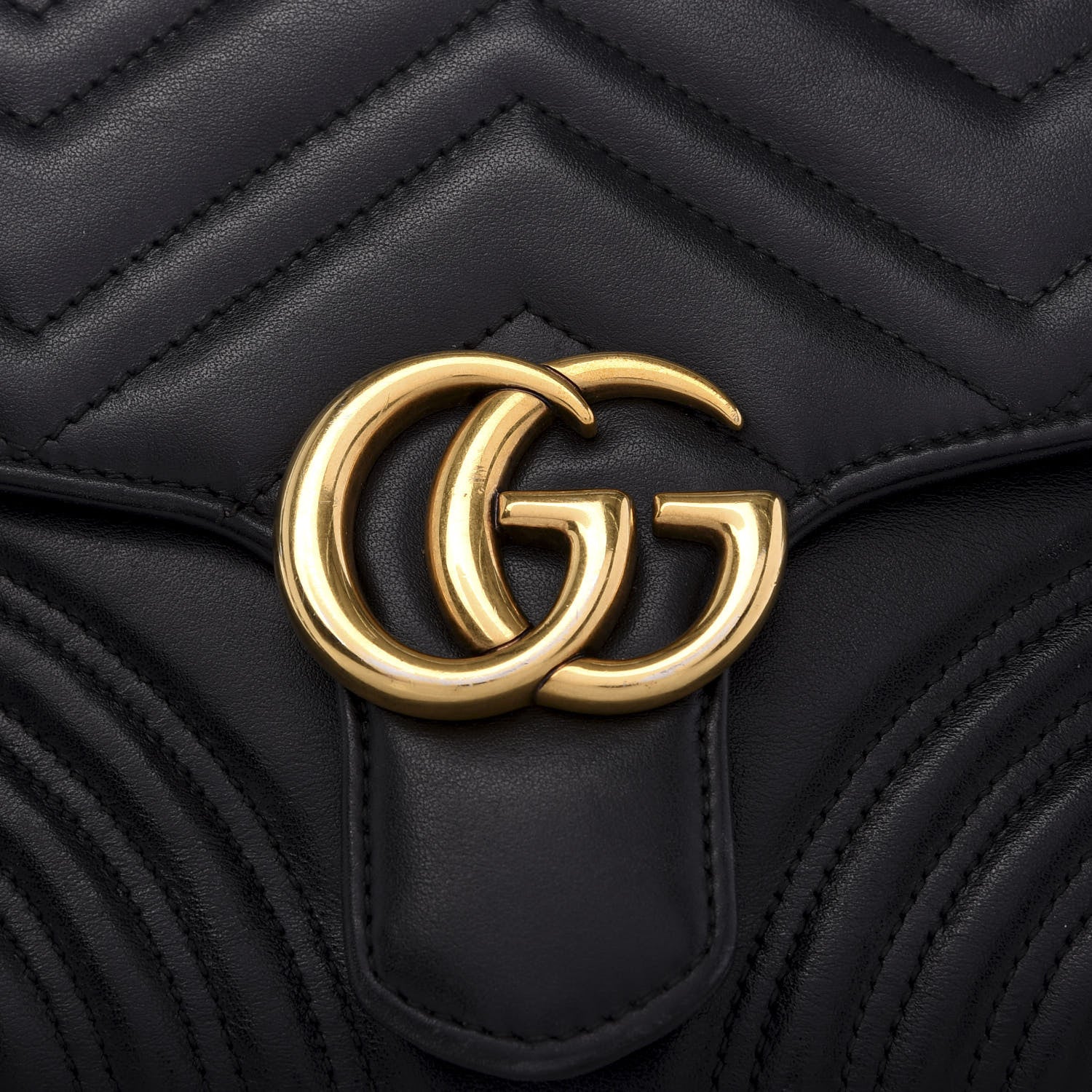 Gucci Calfskin Matelasse Small GG Marmont Top Handle Shoulder Bag Black 11 of 11