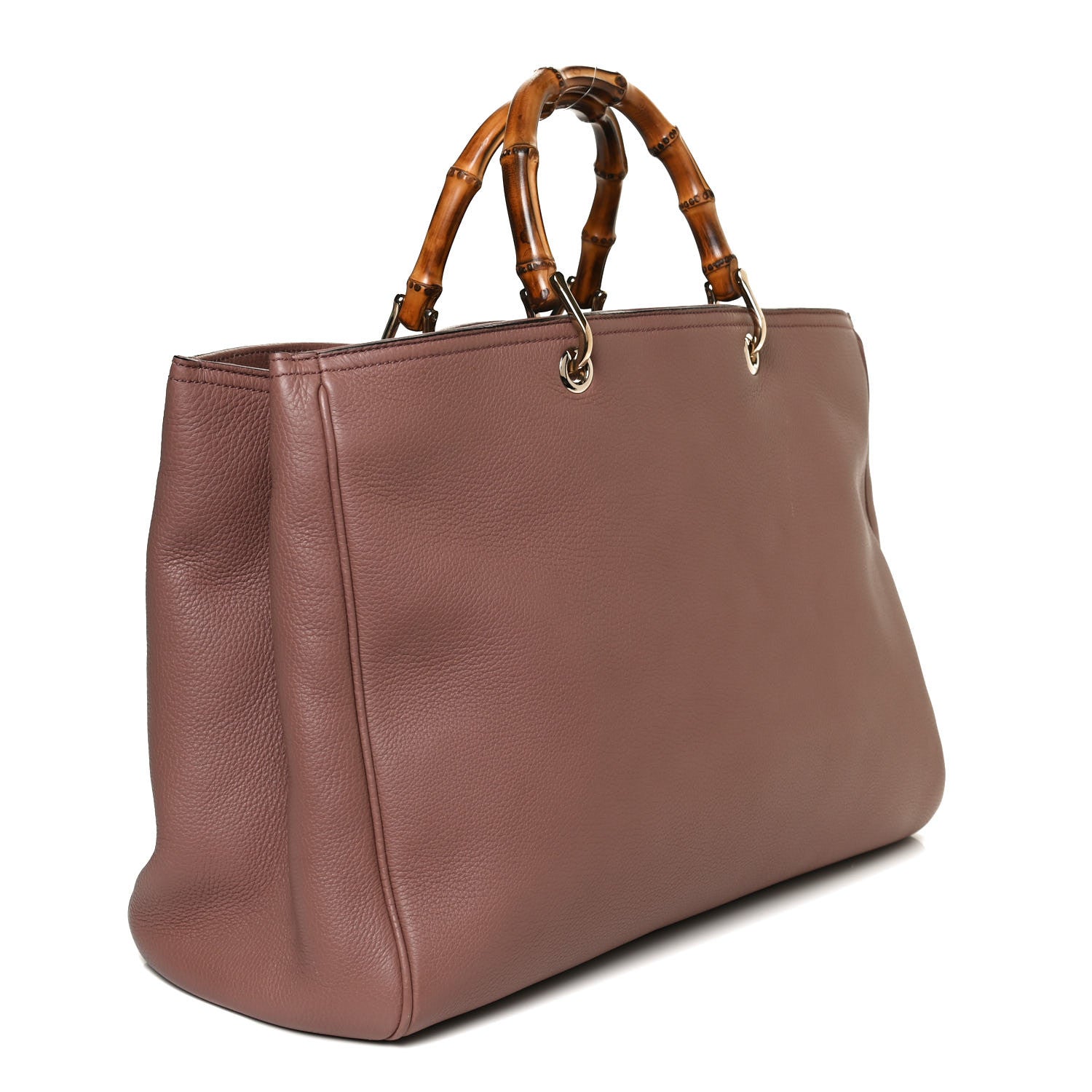 Gucci Pebbled Calfskin Large Bamboo Shopper Tote Rosy Phard 2 of 10