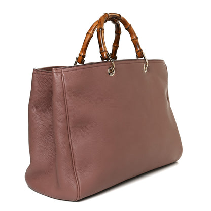 Gucci Pebbled Calfskin Large Bamboo Shopper Tote Rosy Phard 2 of 10