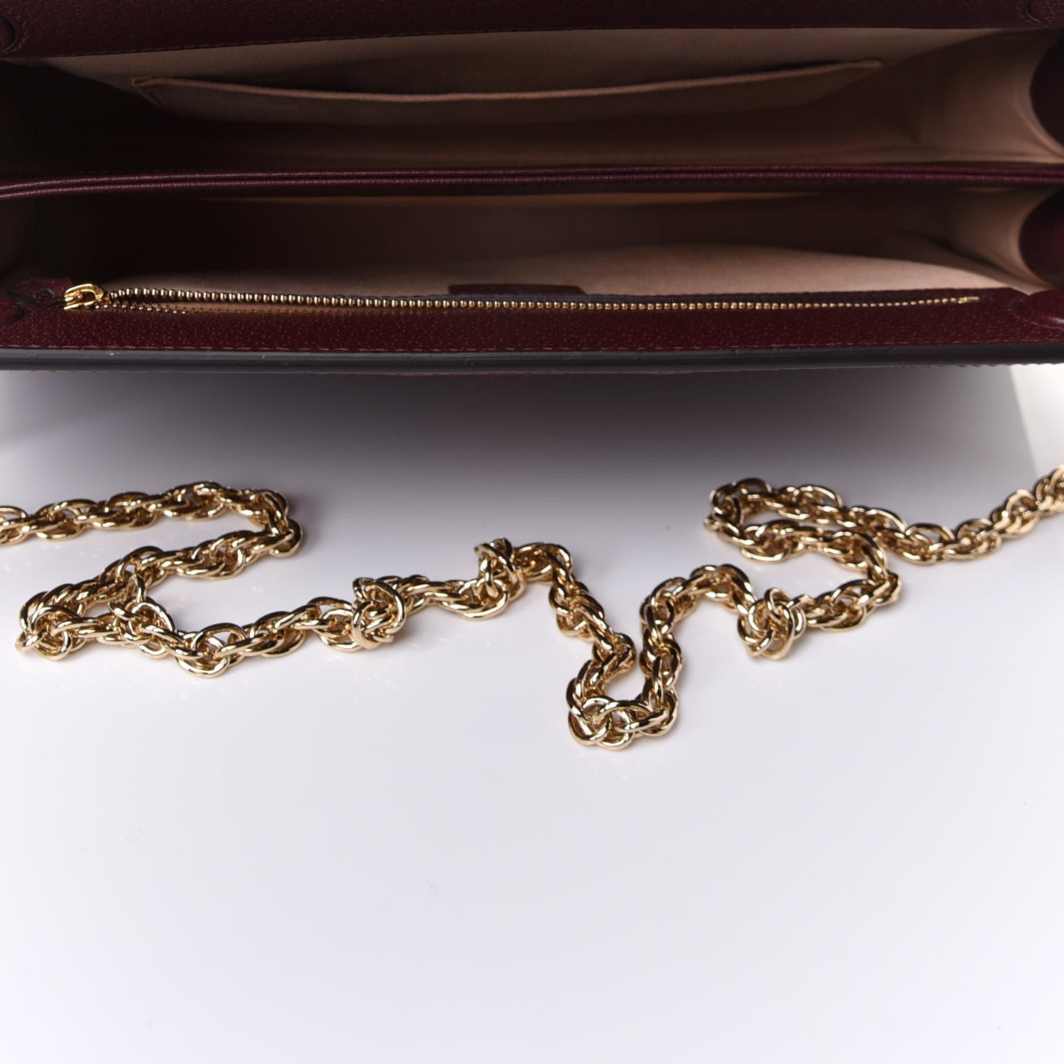 Gucci Textured Calfskin Web Medium Ophidia Chain Shoulder Bag Vintage Bordeaux 5 of 12