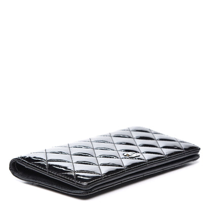 Chanel Patent Calfskin Quilted Yen Wallet Black 3 of 13