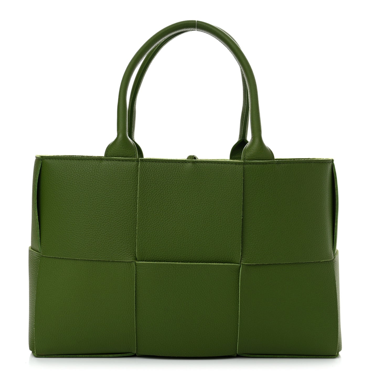 Grained Calfskin Intrecciato Small Arco Tote Avocado