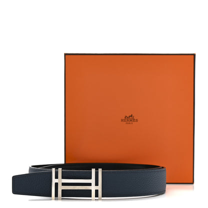 Hermes Box Togo 32mm Au Carre H Belt 85 34 Black Bleu de Prusse 8 of 8