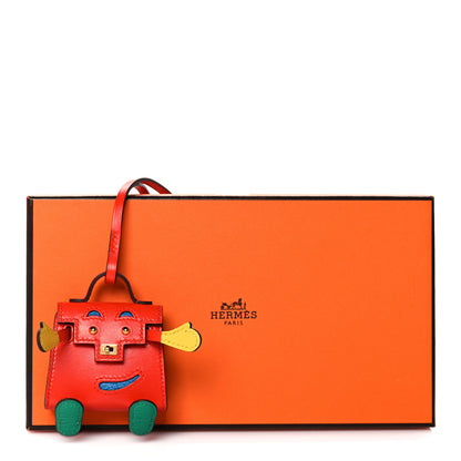 Hermes Tadelakt Chevre Mysore Kelly Quelle Idole Bag Charm Capucine Jaune De Naples Vert Vertigo Zanzibar 7 of 7