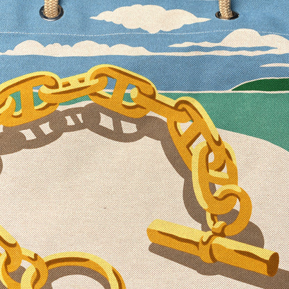 Hermes H Canvas Printed Escale A La Plage Beach Bag Or 8 of 13
