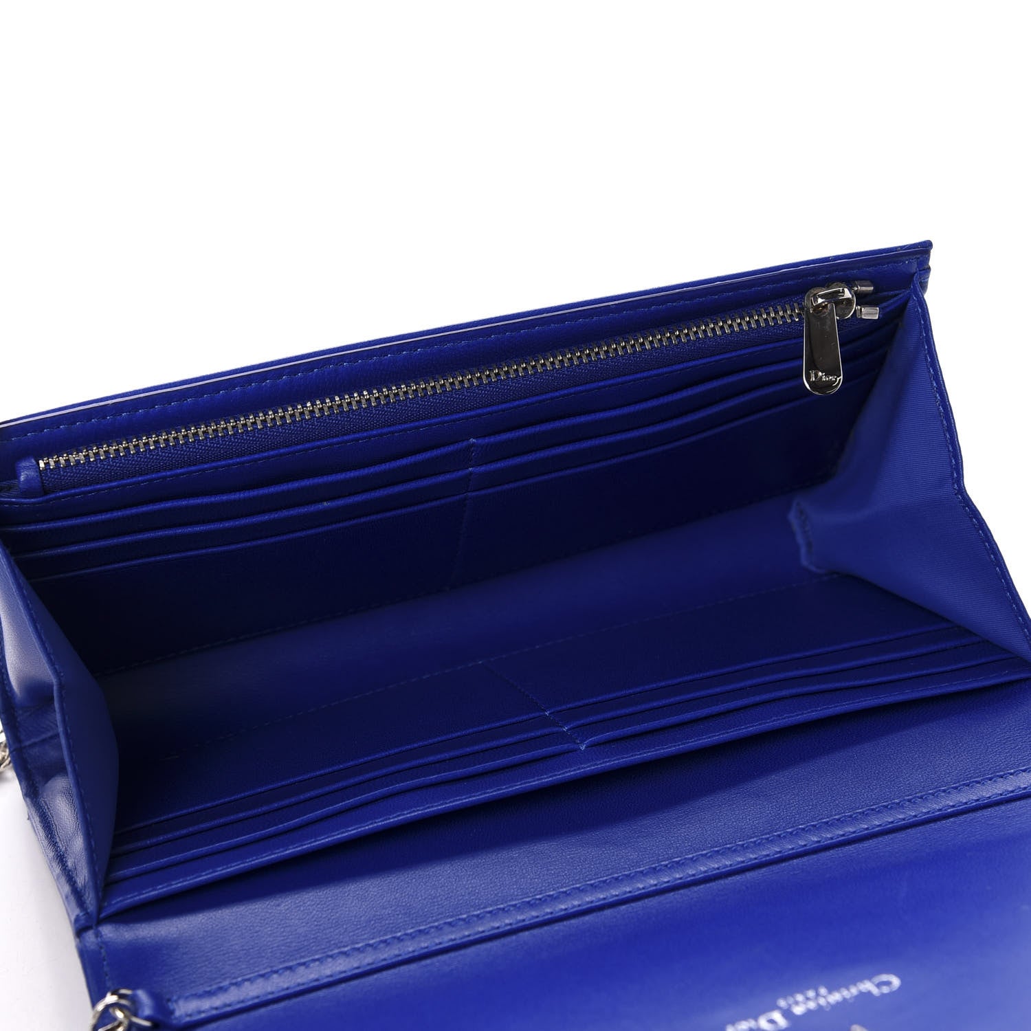 Christian Dior Lambskin Diorama Croisiere Chain Wallet Blue 5 of 11
