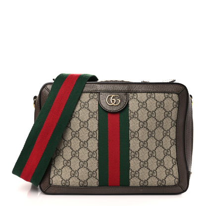 Gucci GG Supreme Monogram Web Small Ophidia Top Handle Shoulder Bag Brown 1 of 10