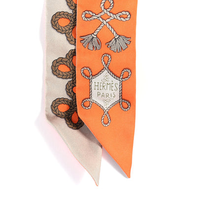 Hermes Silk Galons Et Brandebourg Twilly Orange Mastic Bronze 4 of 8