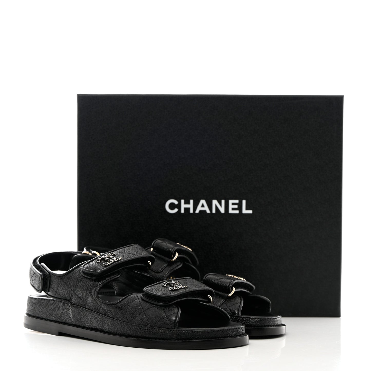 Grained Calfskin Velcro Dad Sandals 36.5 Black