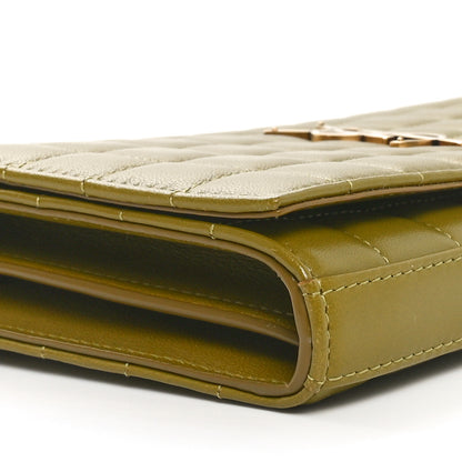 Saint Laurent Lambskin Carre Quilted Cassandre Chain Wallet Olive Drab 8 of 10