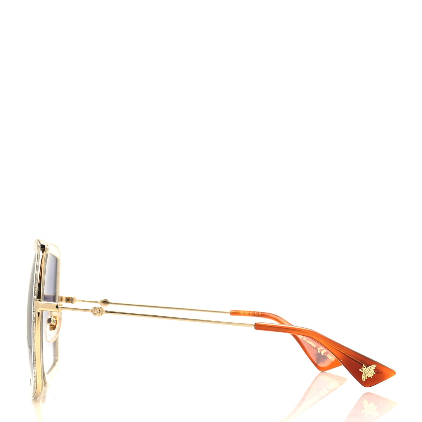 Glitter Acetate Oversize Square Frame Sunglasses GG0106S Gold