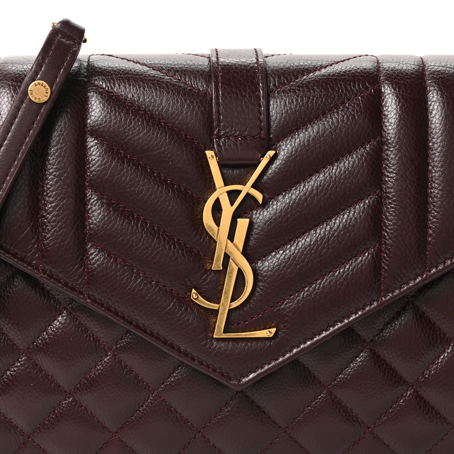 Grained Calfskin Mixed Matelasse Triquilt Monogram Chain Wallet Lava Falls