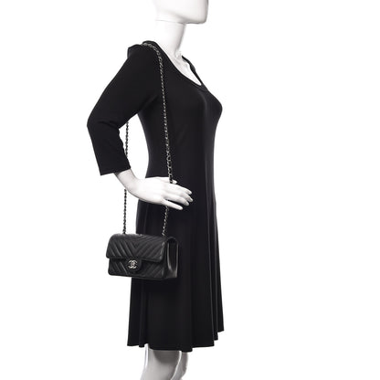 Chanel Caviar Chevron Quilted Mini Rectangular Flap Black 2 of 10