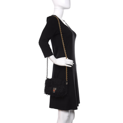 Proenza Schouler Tweed Frayed Extra Small Courier Shoulder Bag Black 2 of 10