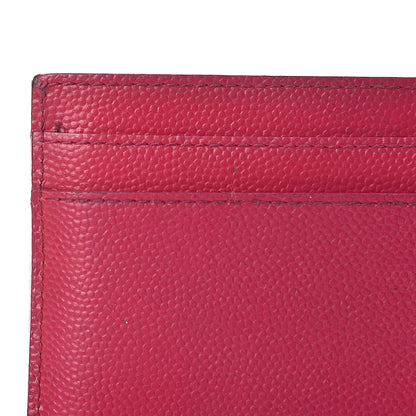 Saint Laurent Grain De Poudre Monogram Credit Card Case Fuschia 14 of 15