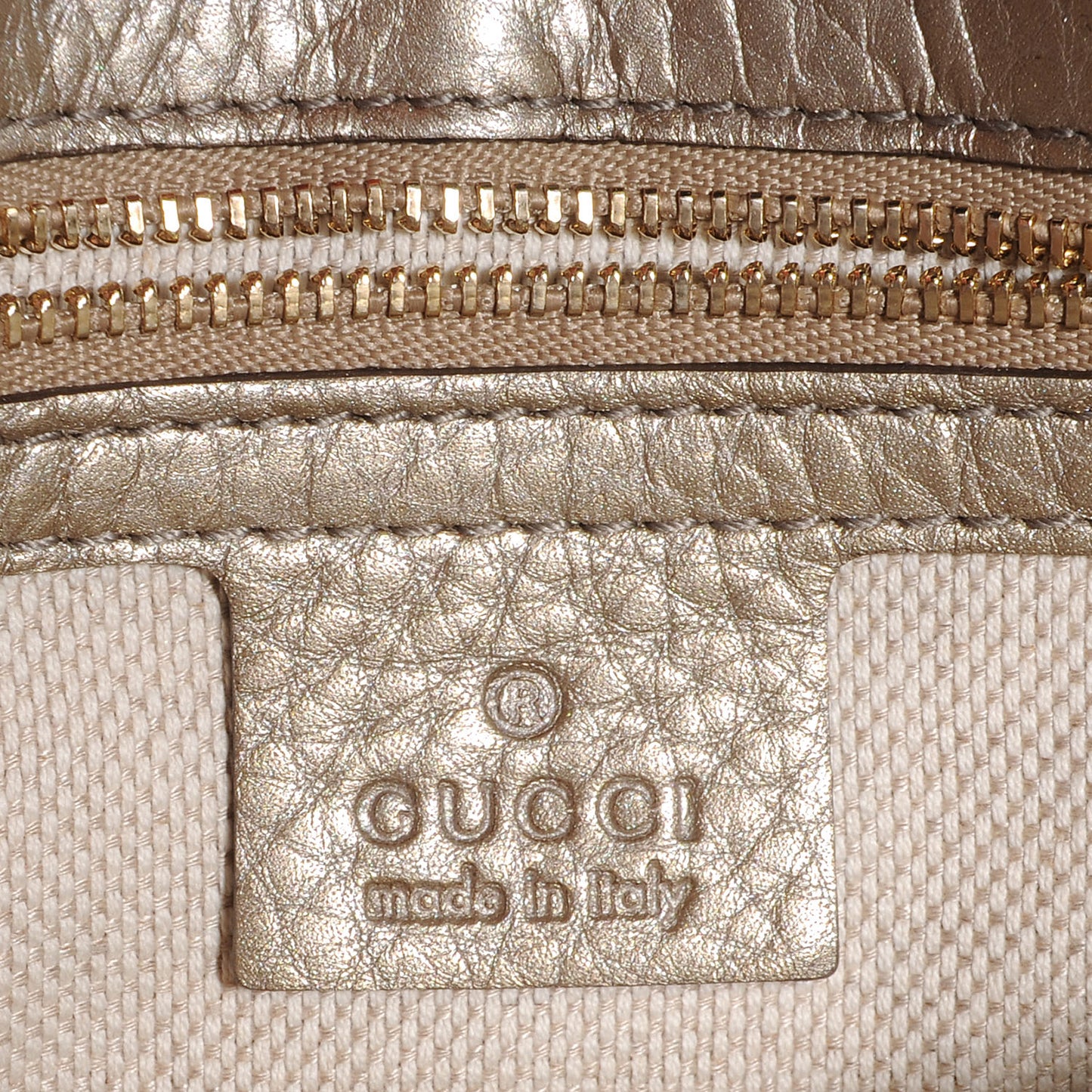 Metallic Pebbled Calfskin Medium Soho Flap Crossbody Golden Beige