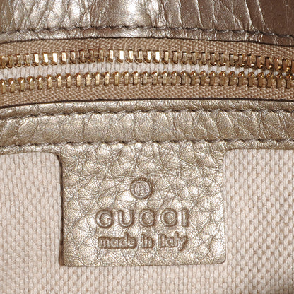 Gucci Metallic Pebbled Calfskin Medium Soho Flap Crossbody Golden Beige 6 of 8