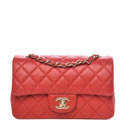 Chanel Lambskin Quilted Mini Rectangular Flap Red 1 of 12