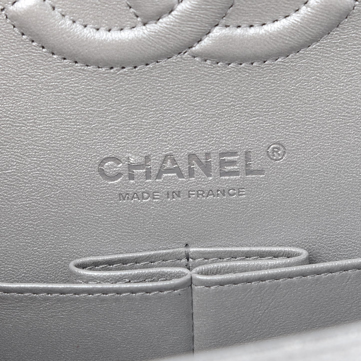 Glittered Metallic Caviar Quilted Medium Double Flap Silver