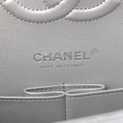 Chanel Glittered Metallic Caviar Quilted Medium Double Flap Silver 6 of 9