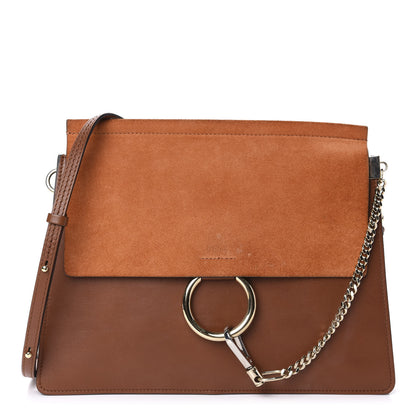 Chloe Suede Calfskin Medium Faye Shoulder Bag Tobacco 1 of 10