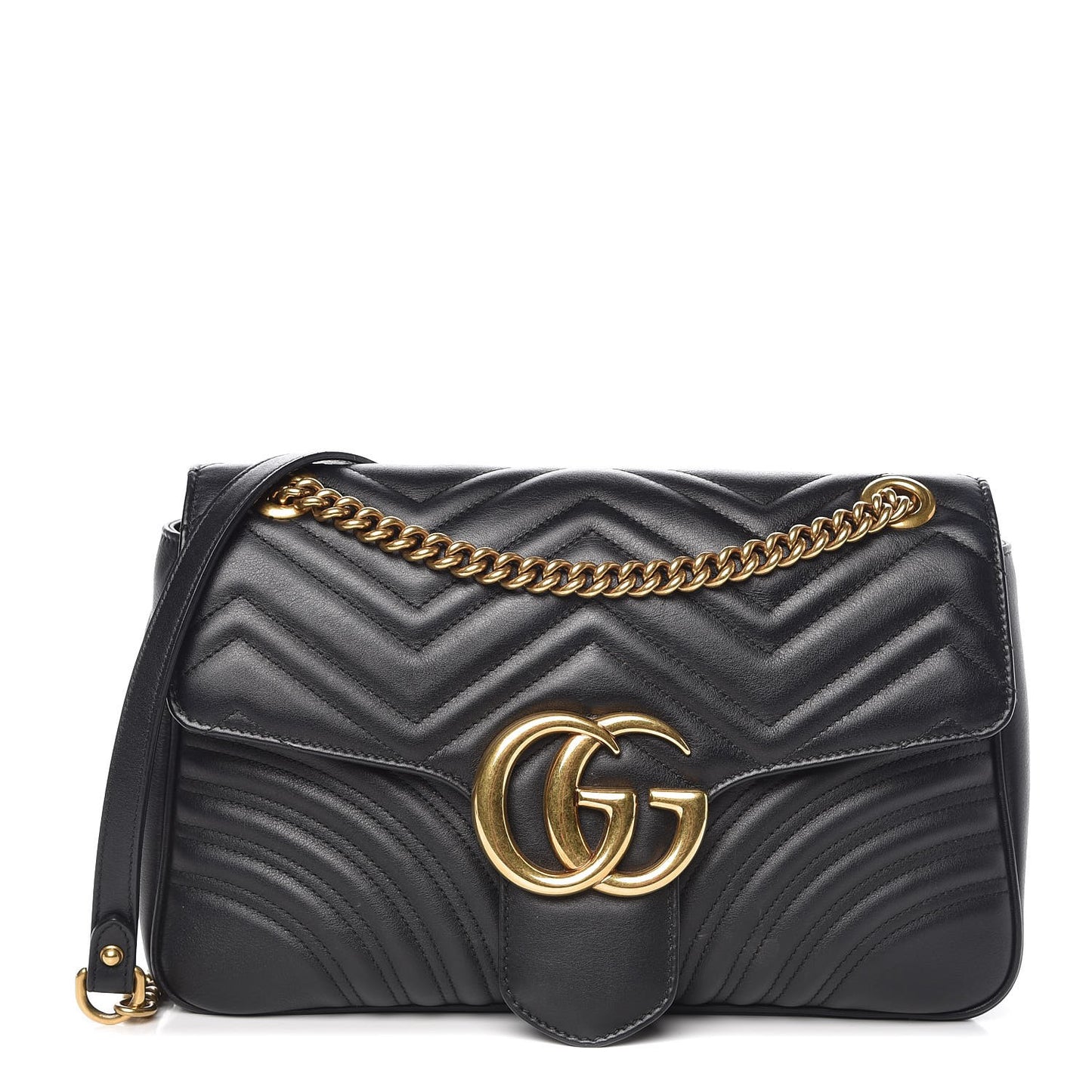 Calfskin Matelasse Medium GG Marmont Shoulder Bag Black