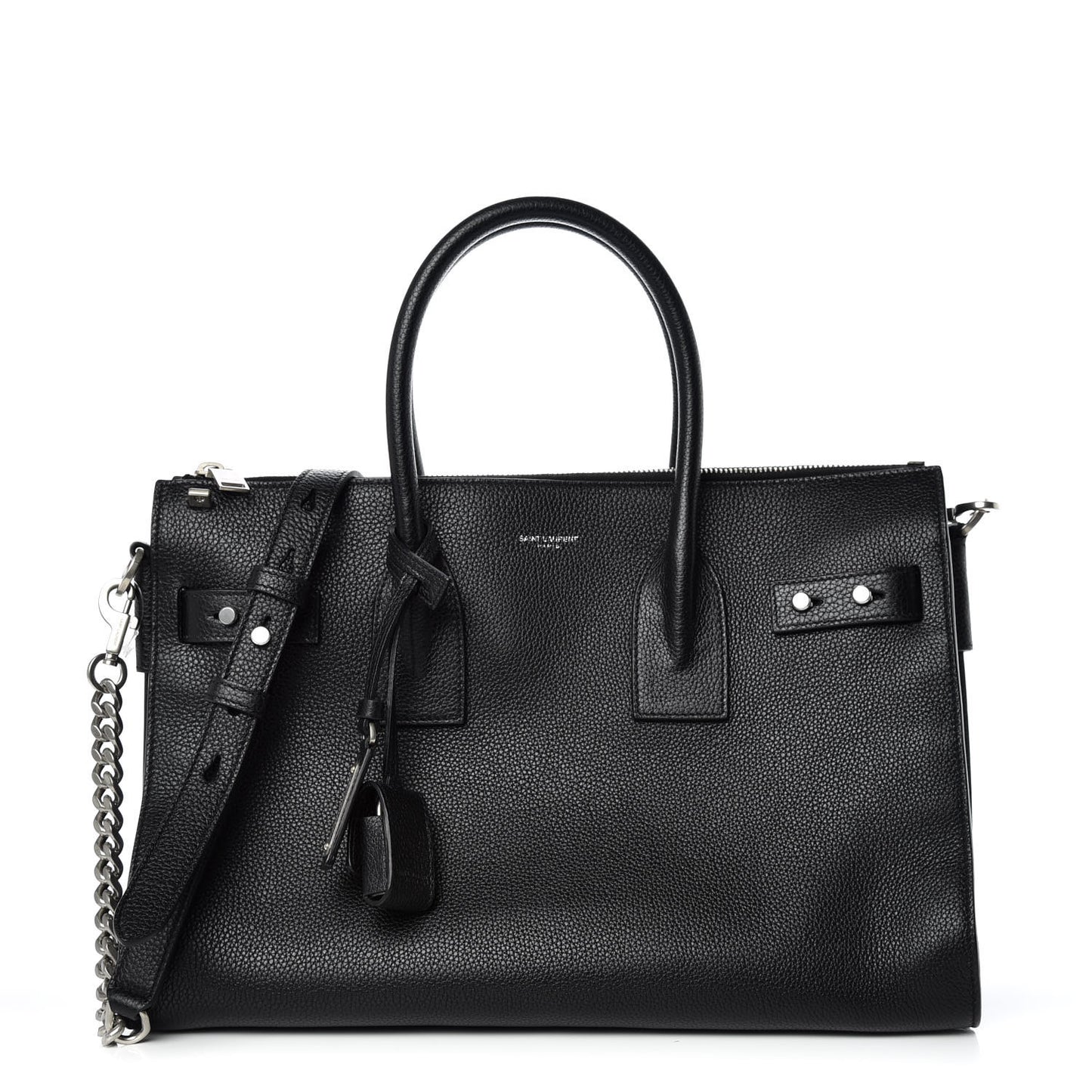 Grained Calfskin Small Supple Sac De Jour Duffle Black