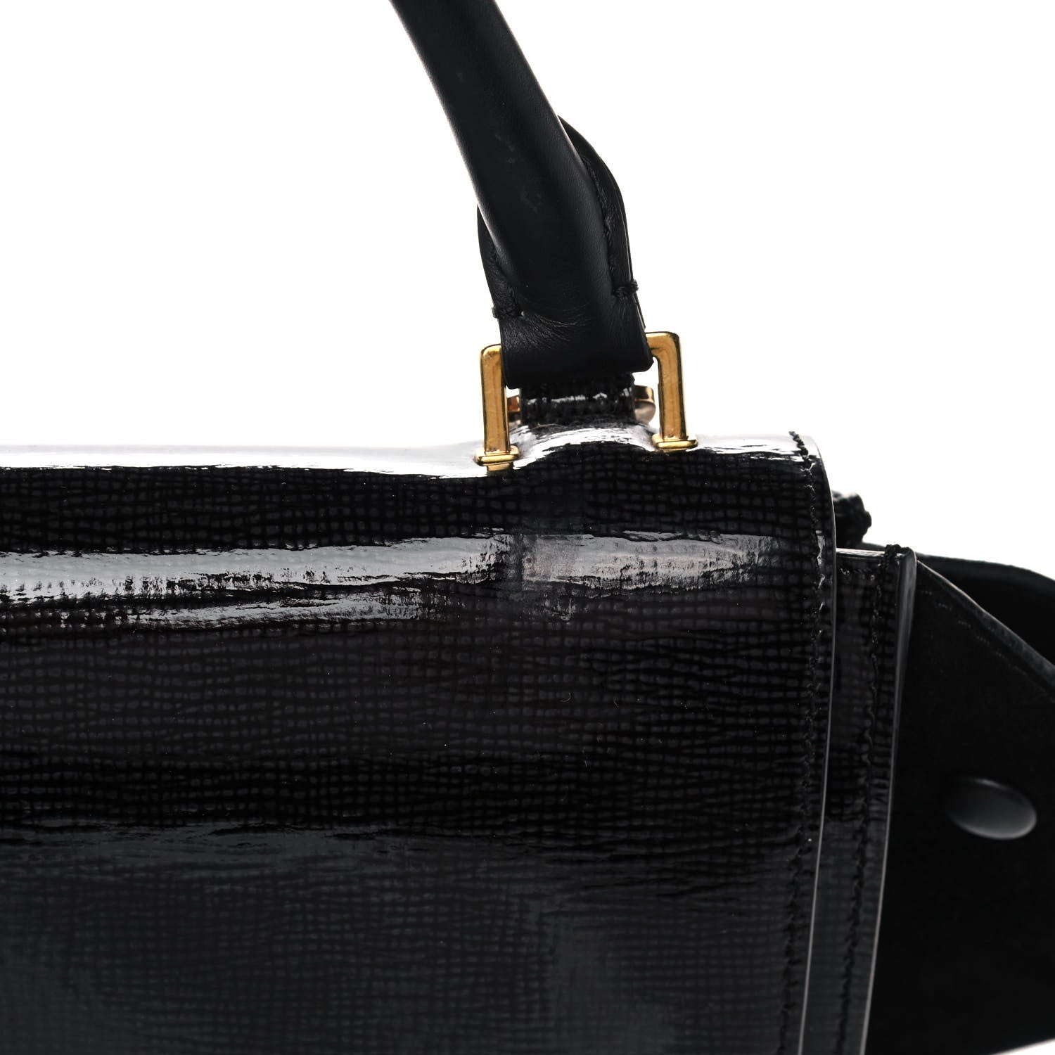 Celine Patent Suede Medium Trapeze Black 13 of 22