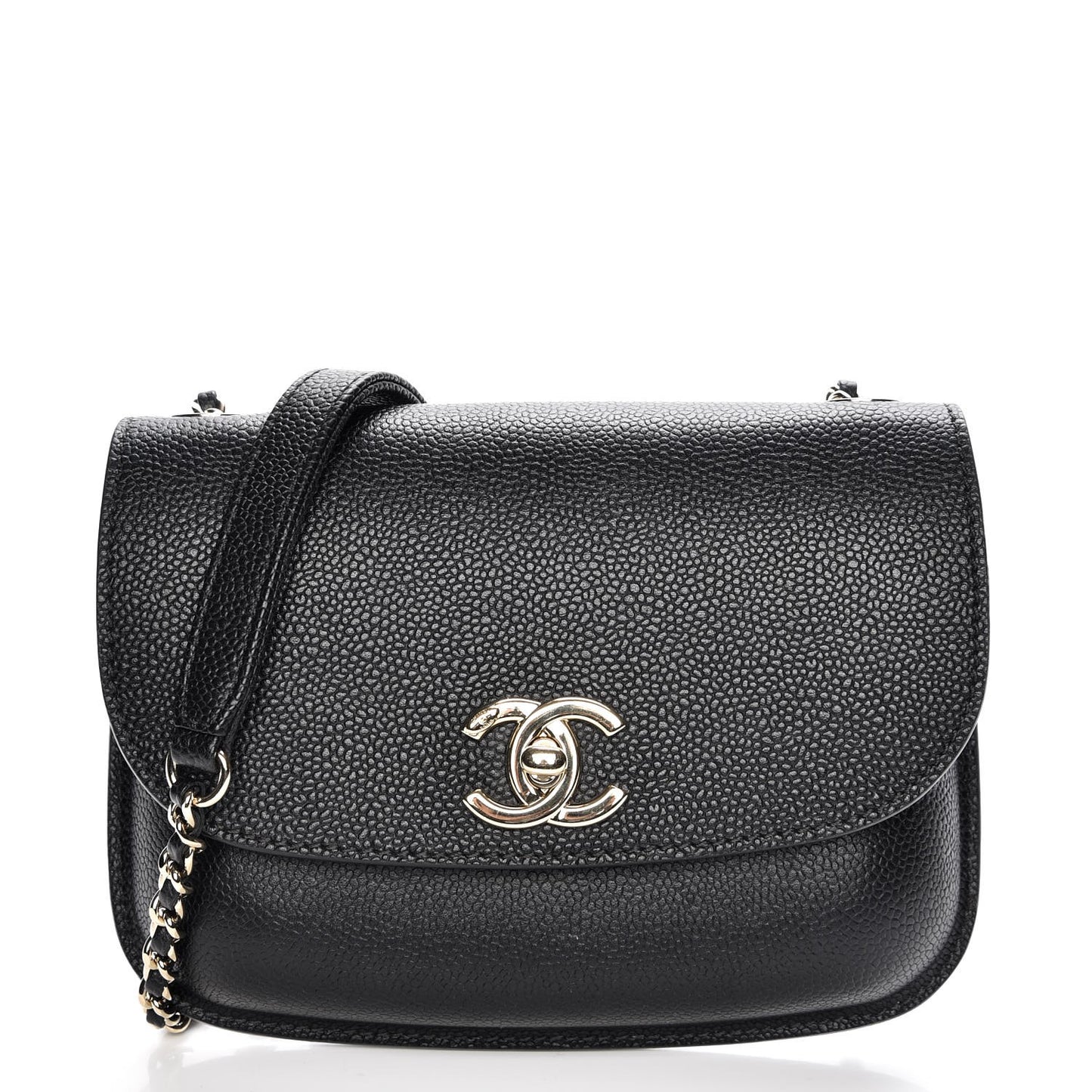Caviar Mini Chain Flap Bag Black