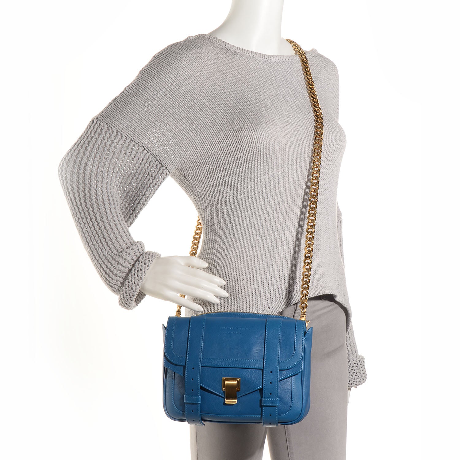 Proenza Schouler Calfskin Chain Strap Double Bag Peacock 2 of 11