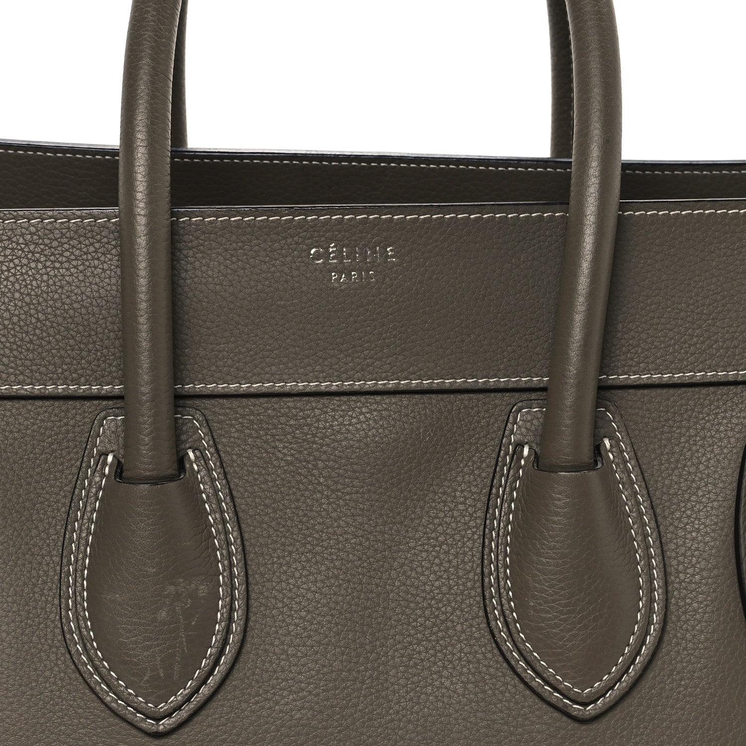 Celine Drummed Calfskin Mini Luggage Souris 7 of 10