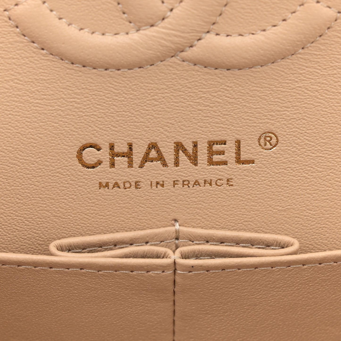 Caviar Quilted Small Double Flap Beige