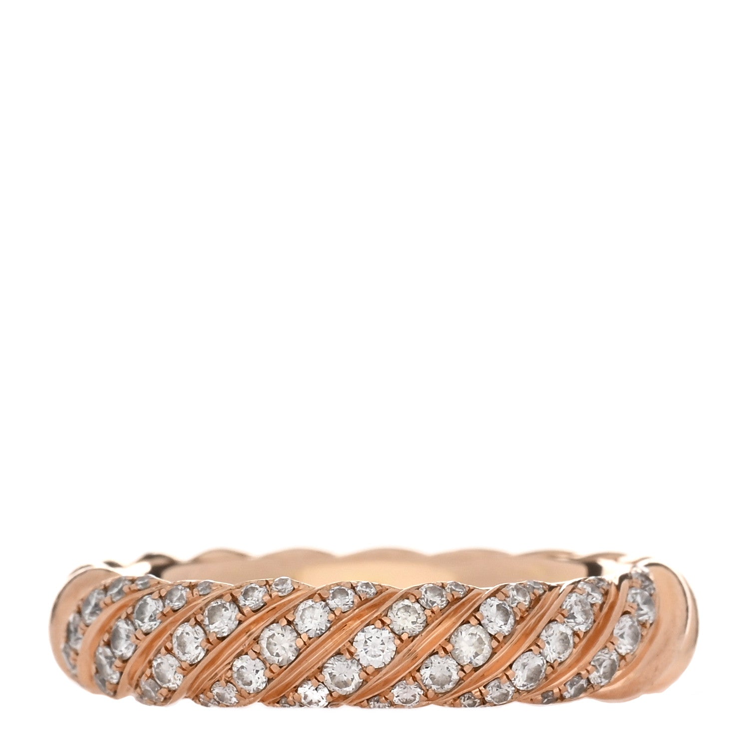 David Yurman 18K Rose Gold Diamond 4.6mm Sculpted Cable Band Ring 53 6.5 1 of 5
