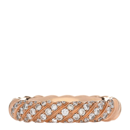 David Yurman 18K Rose Gold Diamond 4.6mm Sculpted Cable Band Ring 53 6.5 1 of 5