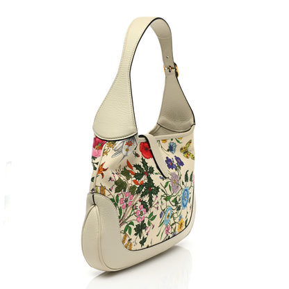 Gucci Canvas Flora Medium Jackie Hobo White 3 of 8