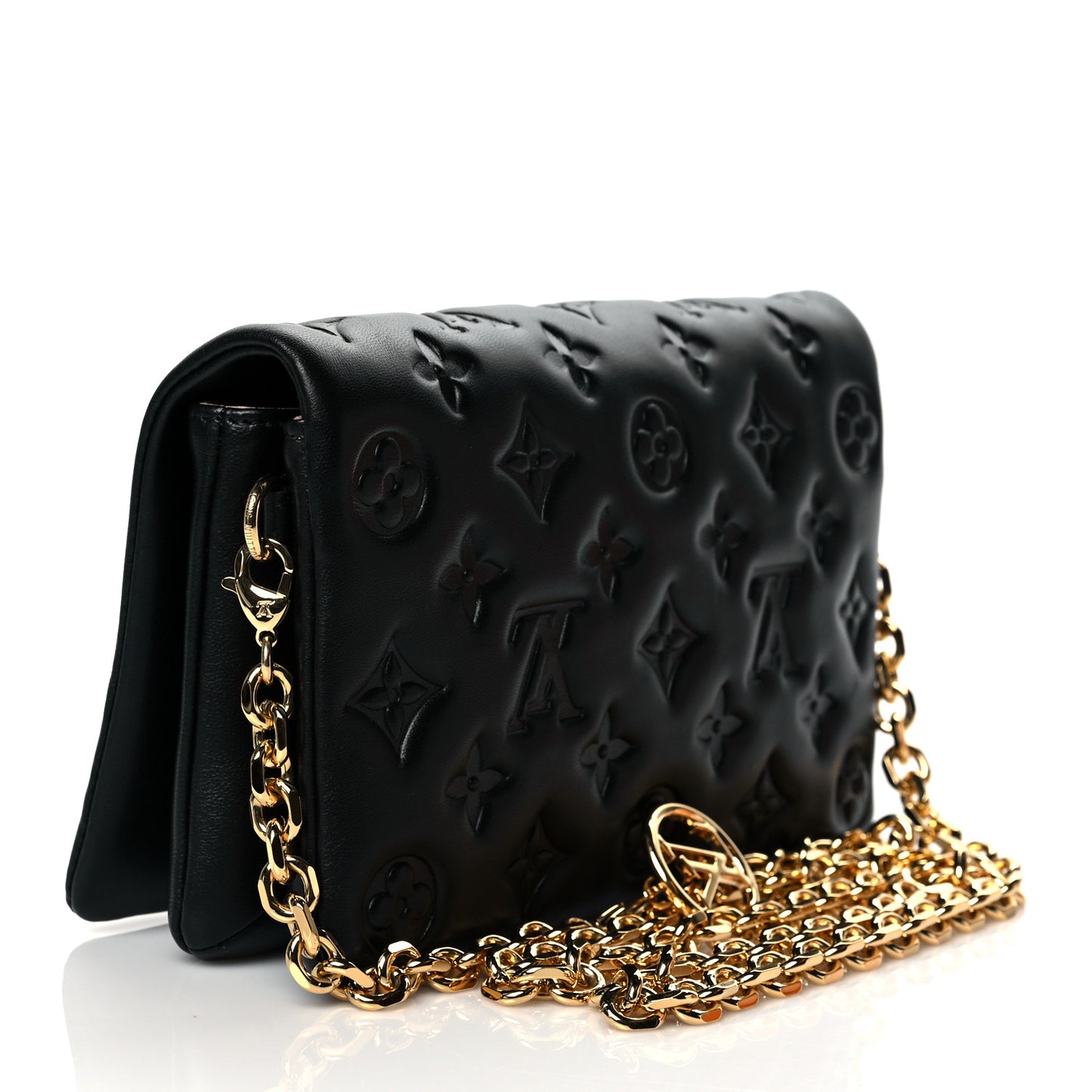 Lambskin Embossed Monogram Pochette Coussin Black