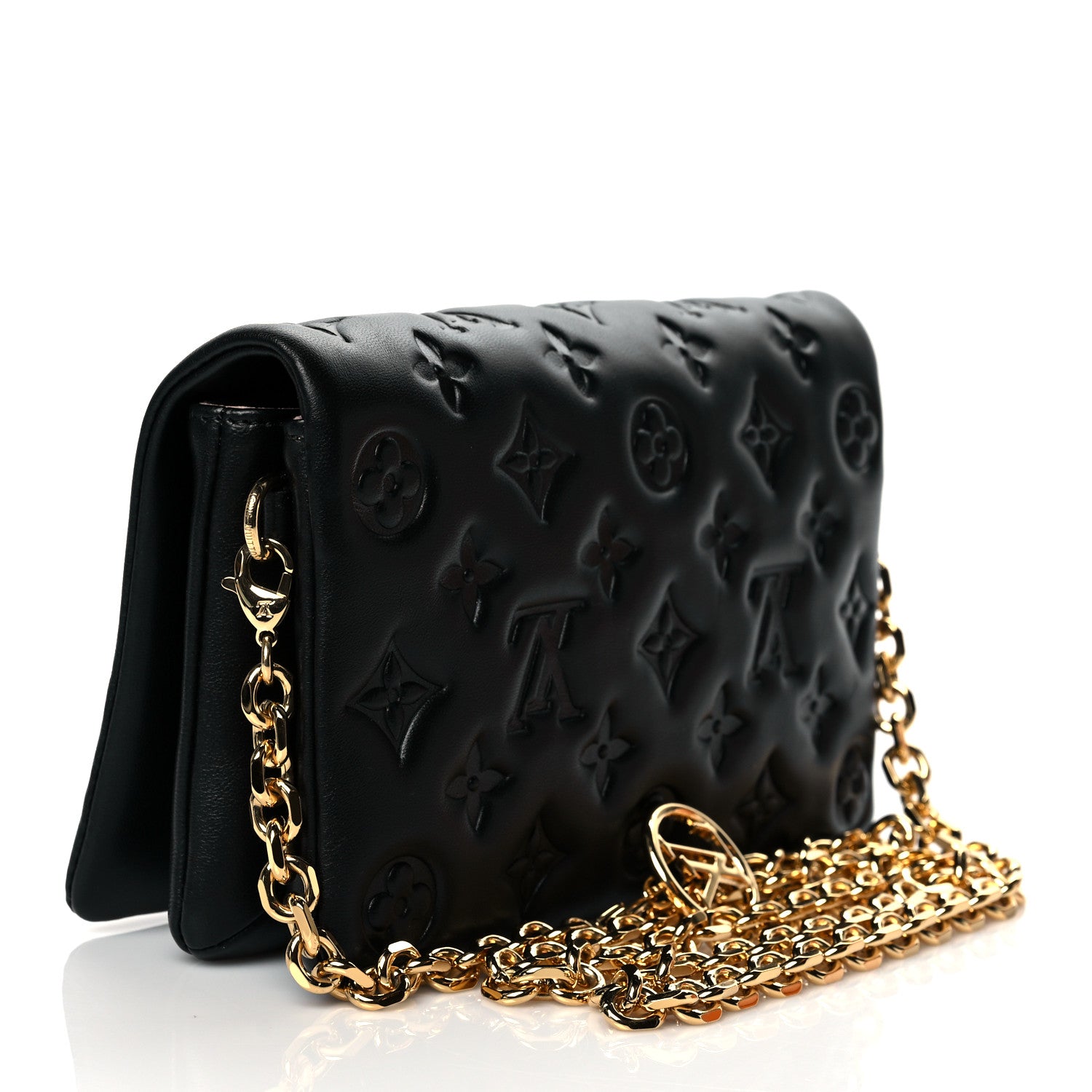 Louis Vuitton Lambskin Embossed Monogram Pochette Coussin Black 3 of 10