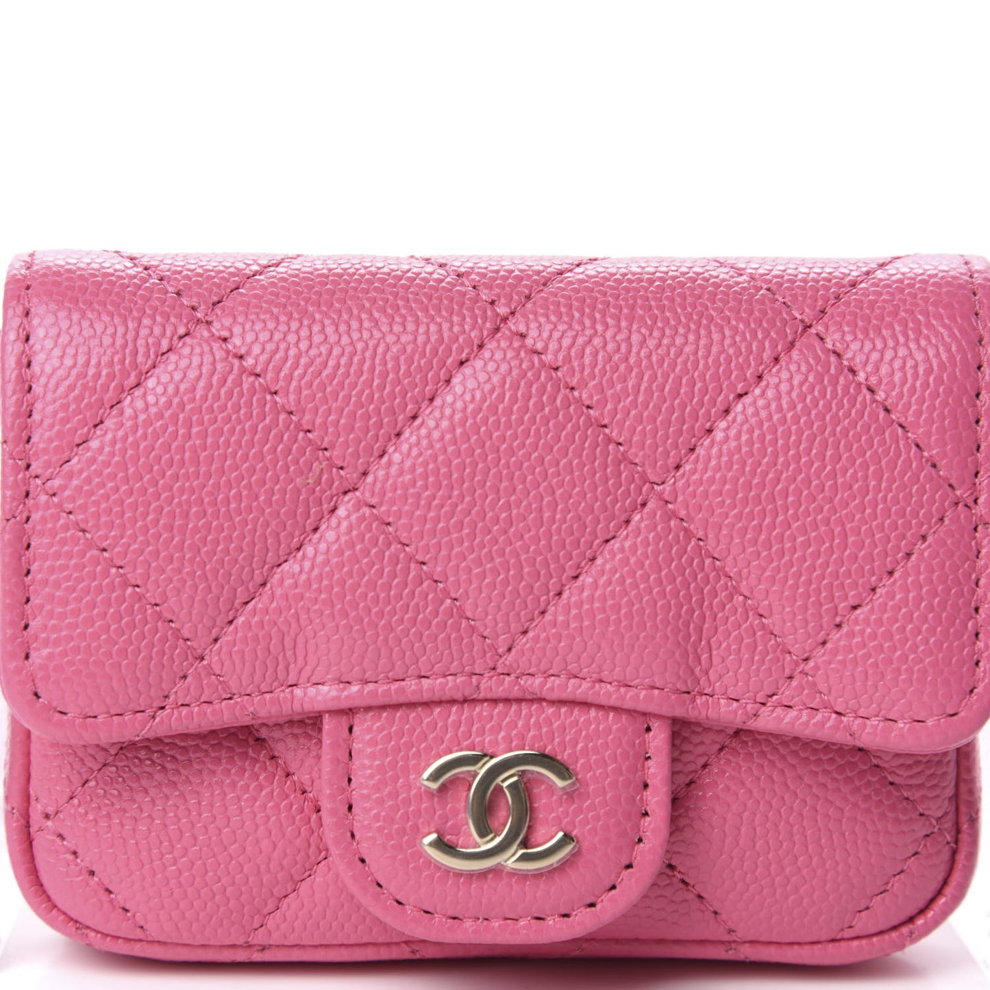 Caviar Quilted Flap Chain Waist Bag Pink